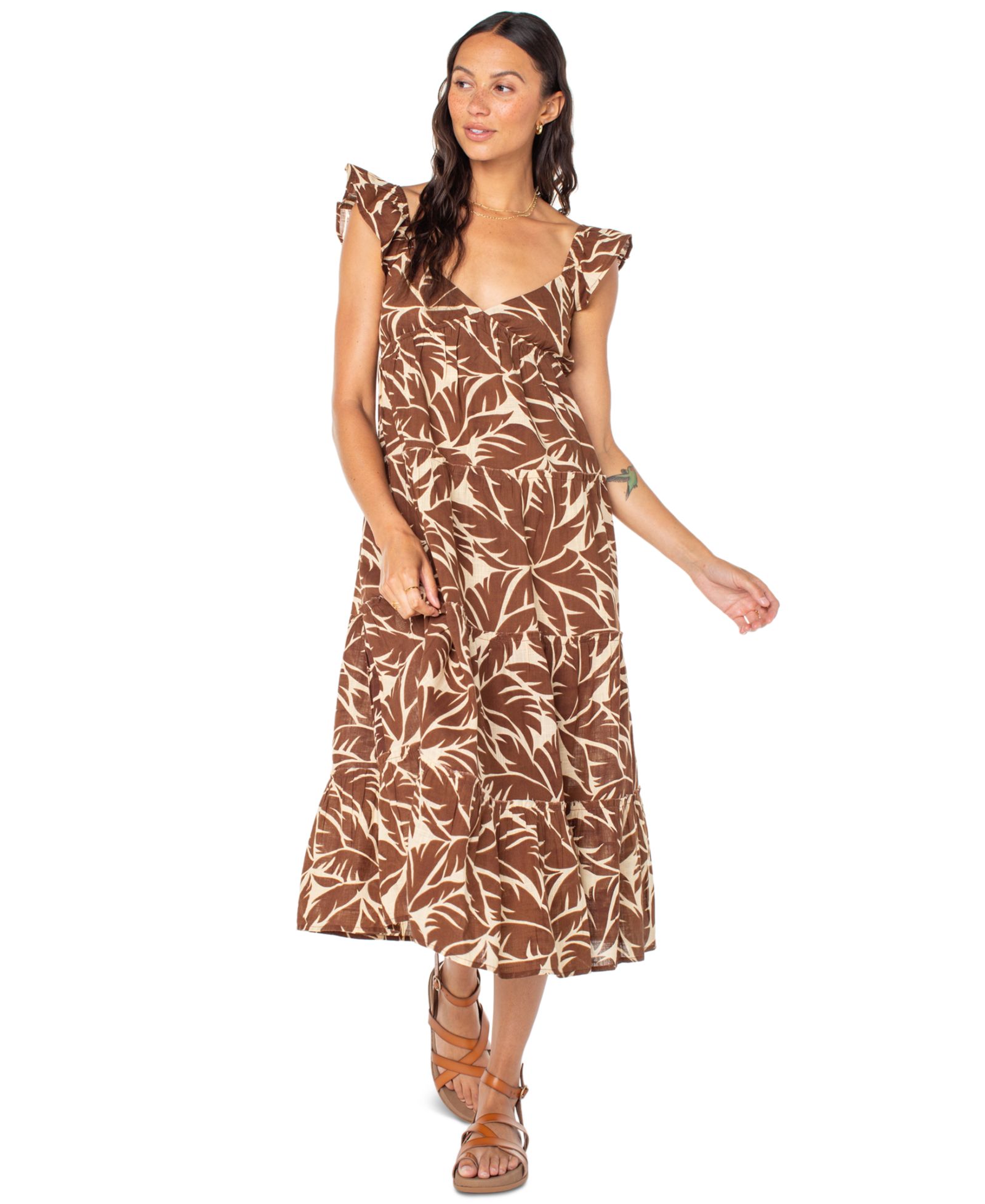 Женское миди-платье Roxy Palmy Days Cotton Printed Tiered