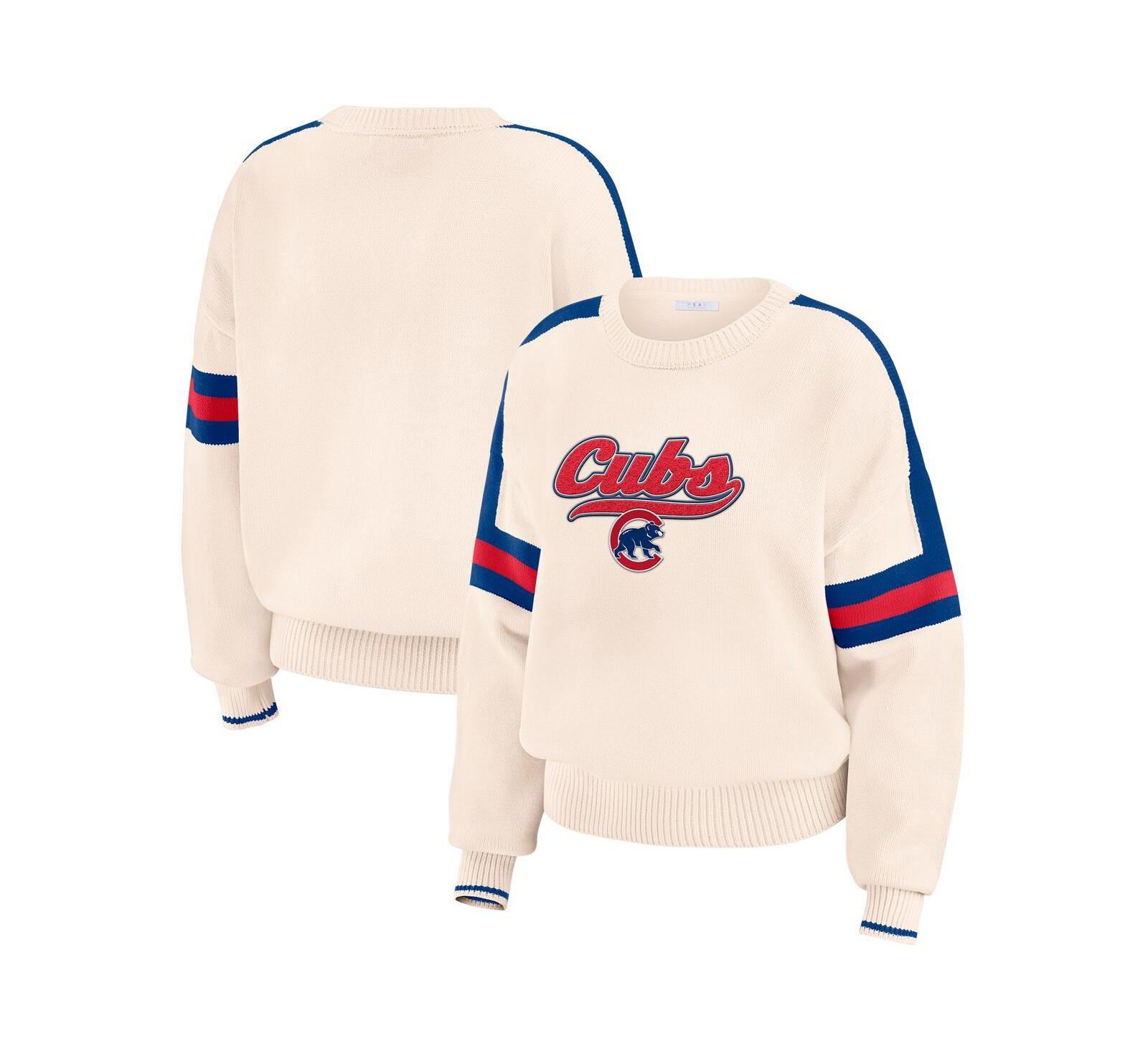 Женский свитшот WEAR by Erin Andrews Chicago Cubs Stripe Pullover, кремовый