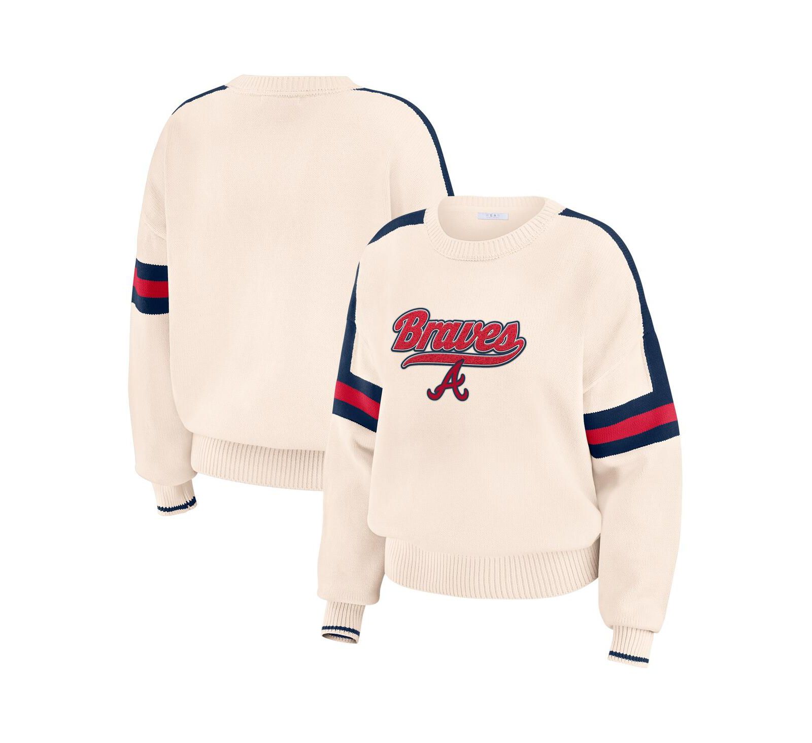 Женский свитер WEAR by Erin Andrews Atlanta Braves Stripe Pullover