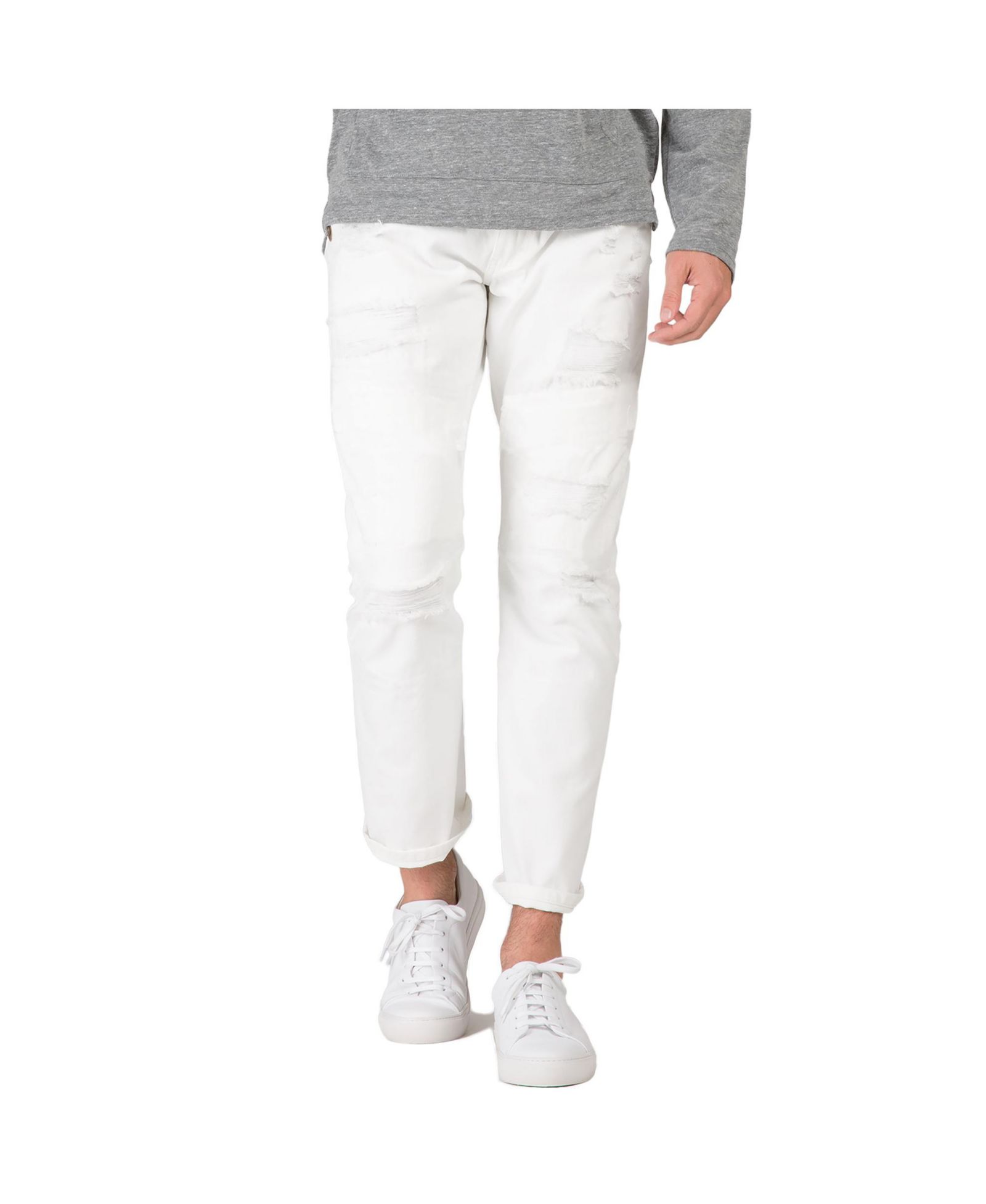 Мужские джинсы Level 7 Slim Straight Distressed Mended Premium Cargo White