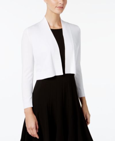 Calvin Klein Women's Cropped Open-Front Three-Quarter Sleeve Cardigan