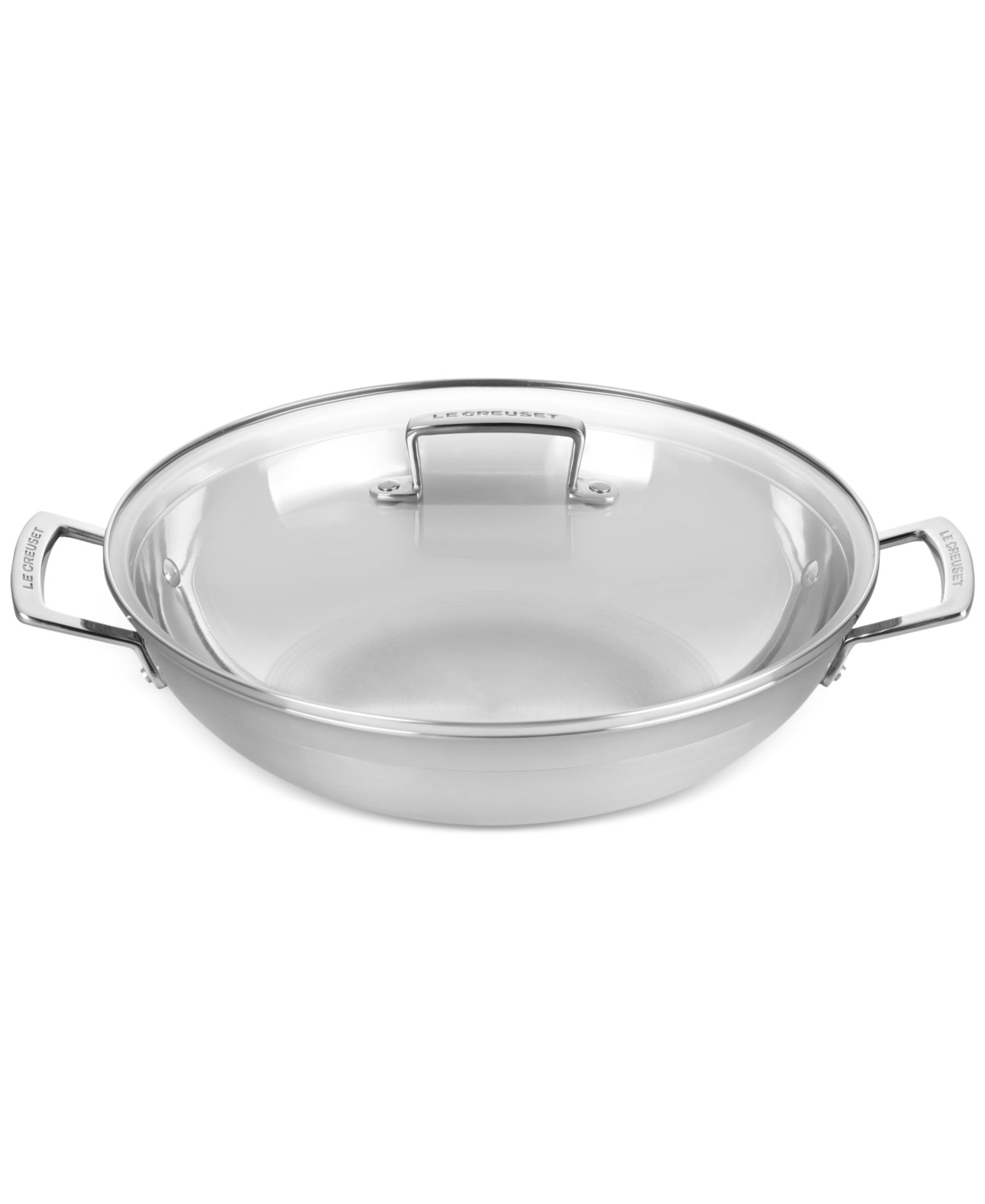 Le Creuset Classic Стальная круглая вок с крышкой из стекла, 4.5 Qt.