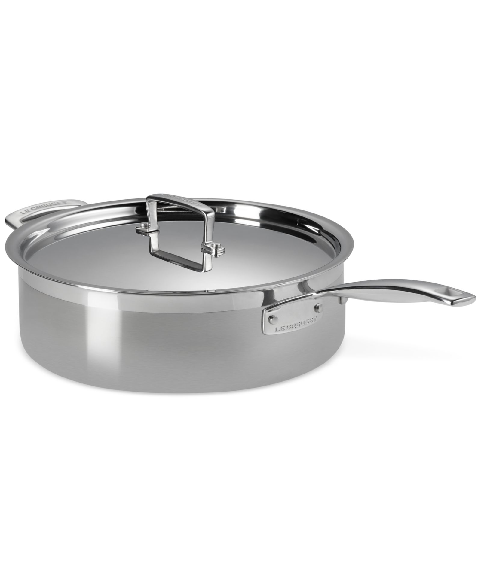 Le Creuset Classic Stainless Steel Round Saute Pan with Lid, 6 Qt.