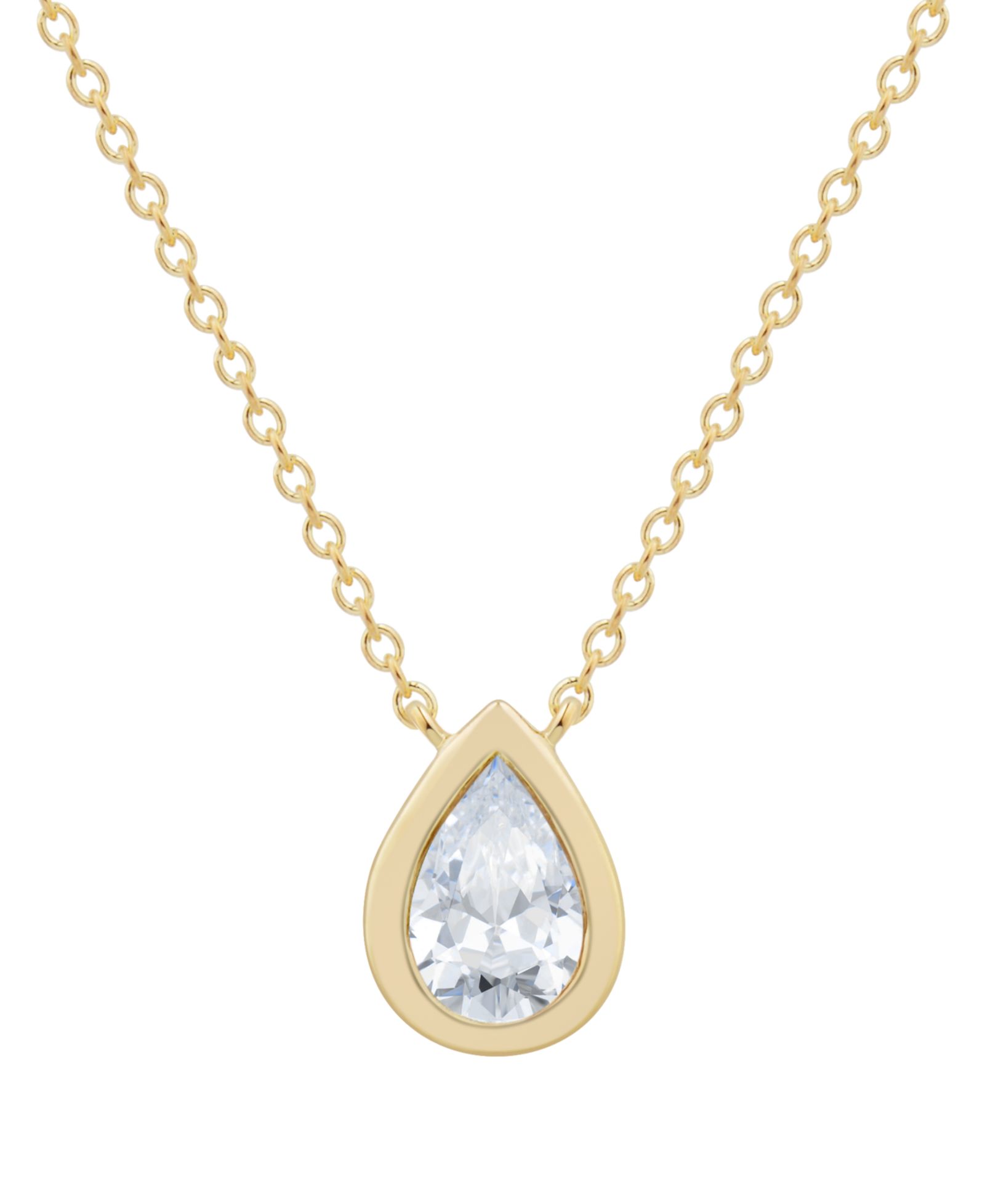 Подвеска Diamond Pear Bezel, 18" в 14k Gold
