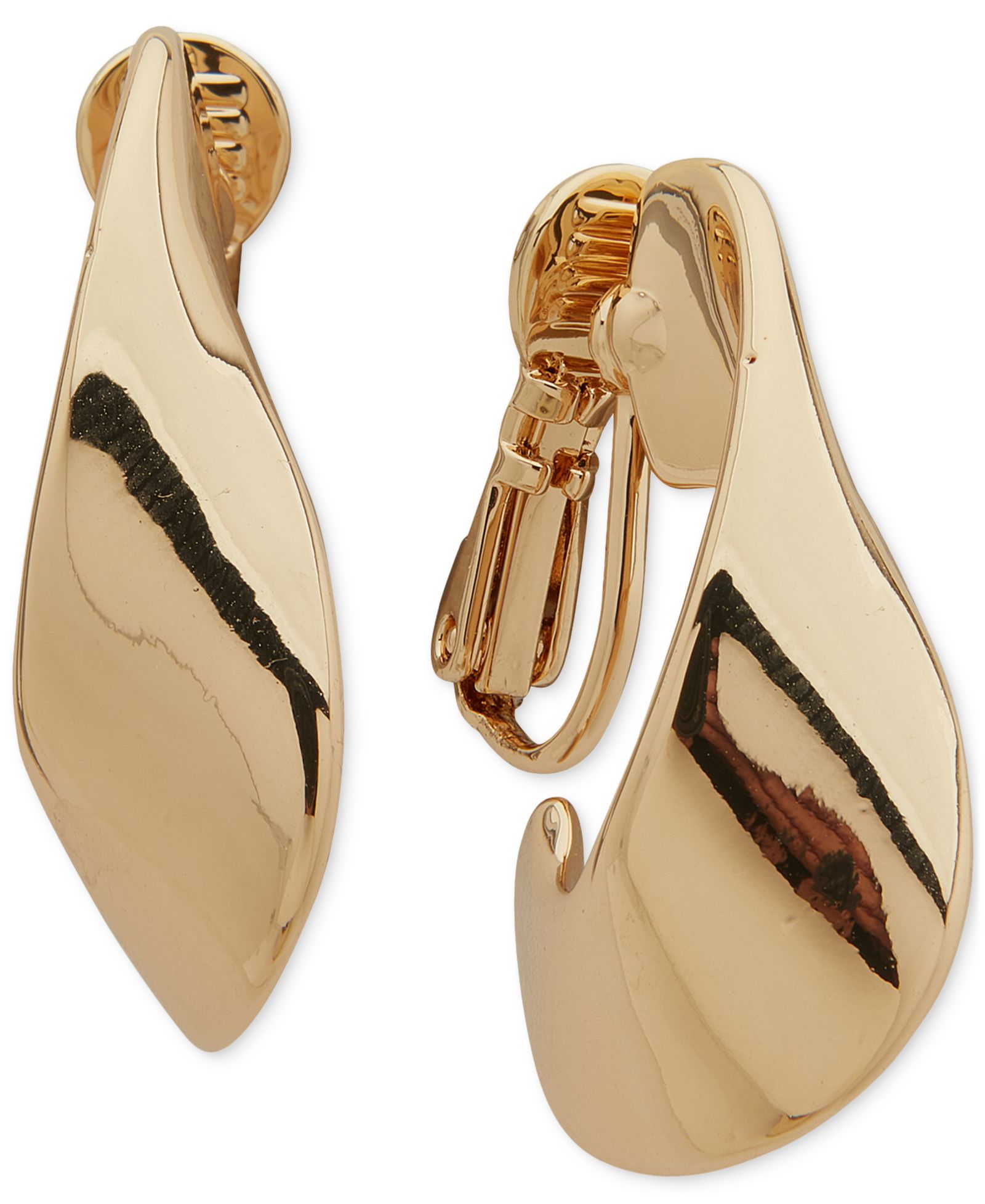 Anne Klein Gold-Tone Twisted Large Hoop Clip серьги