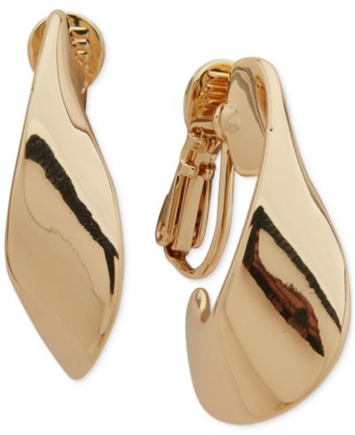 Anne Klein Gold-Tone Twisted Large Hoop Clip серьги