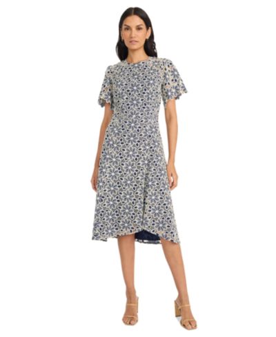 Женское платье Maggy London Floral-Lace с коротким рукавом midi