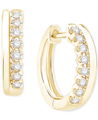 Серьги-кольца с двойным рядом бриллиантов, 10k Gold