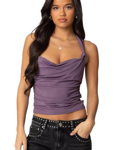 Edikted Women's Liza Knotted Cowl Neck Top