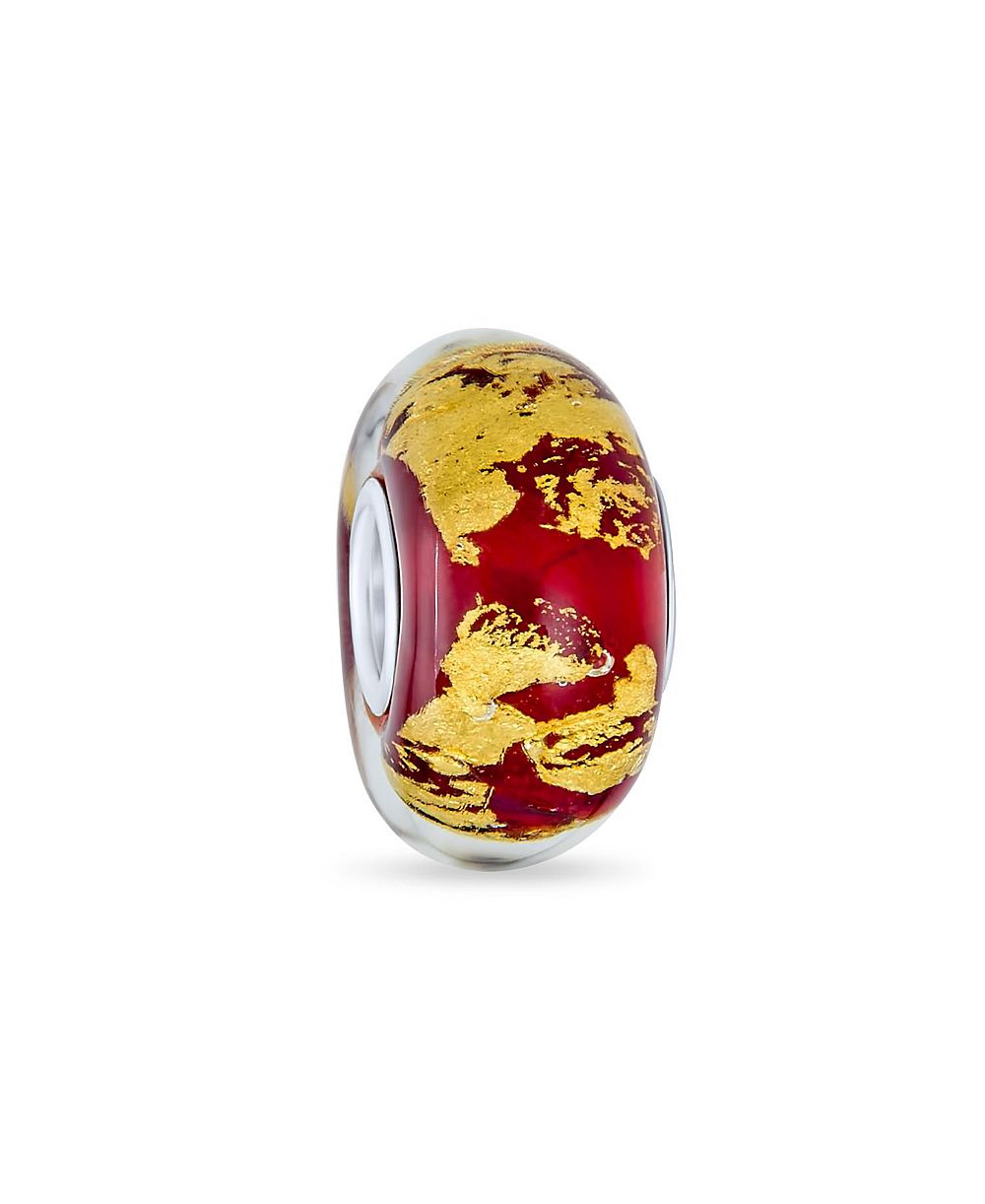 Bling Jewelry бусина-кулон из муранского стекла с фольгой красного, зеленого, фиолетового, синего, золотого цветов для европейского браслета