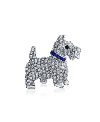 Брошь-значок Bling Jewelry Large Statement Crystal Pet Terrier Dog Silver Plated