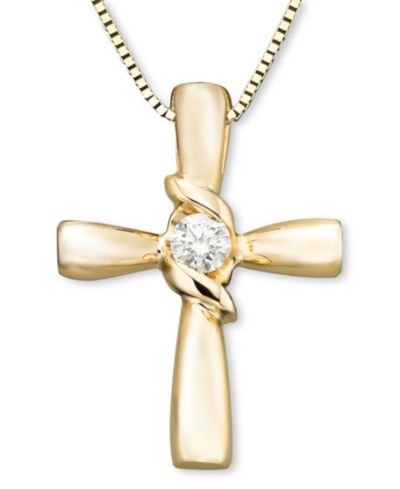 Подвеска-кулон Sirena Diamond Cross в желтом или белом золоте 14k (1/10 ct. t.w.)