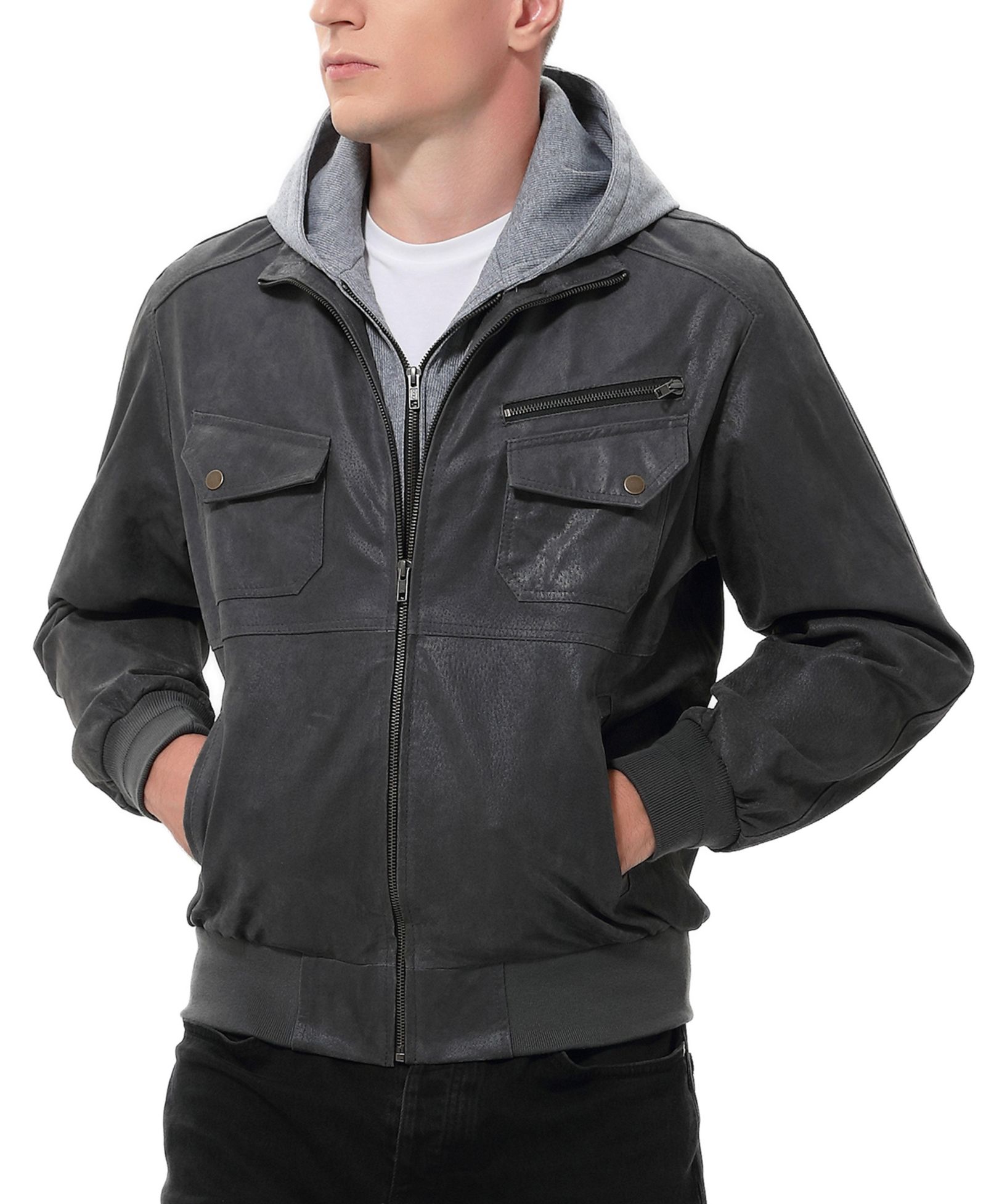 BGSD Men's Civic Distressed Leather Bomber Jacket