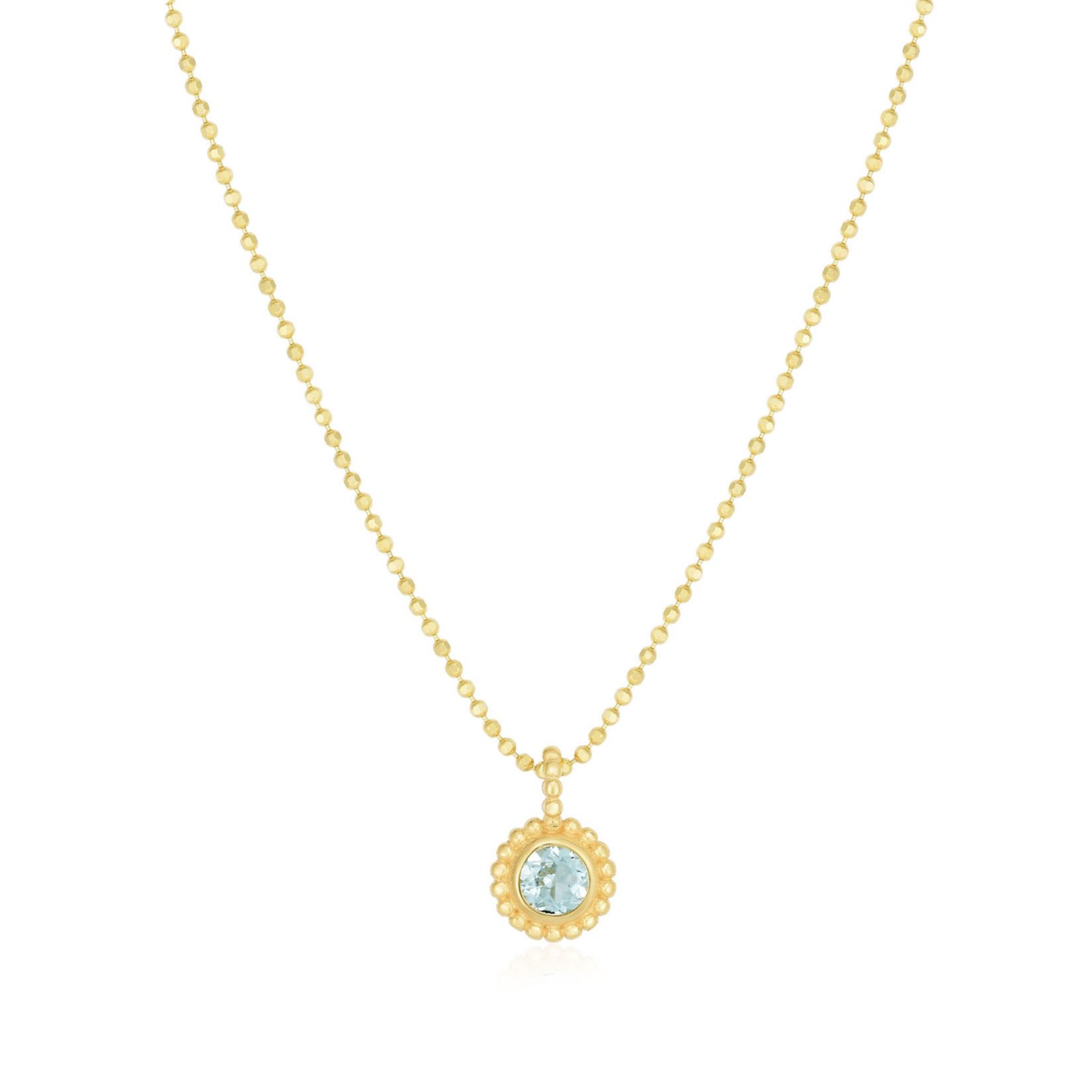 The Lovery Aquamarine Beaded Bezel Necklace