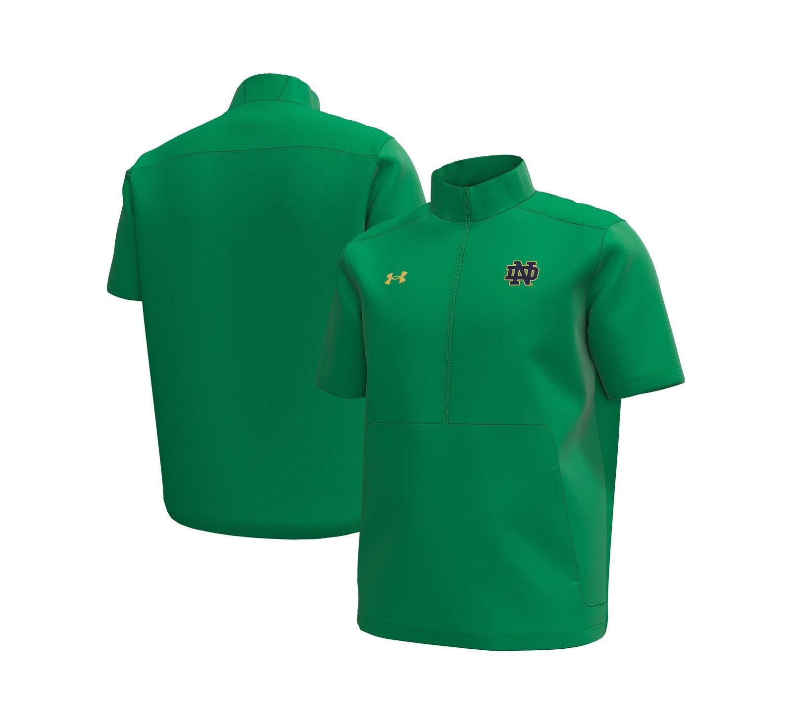 Мужской топ Under Armour Kelly Green Notre Dame Fighting Irish Motivate Quarter-Zip Short Sleeve