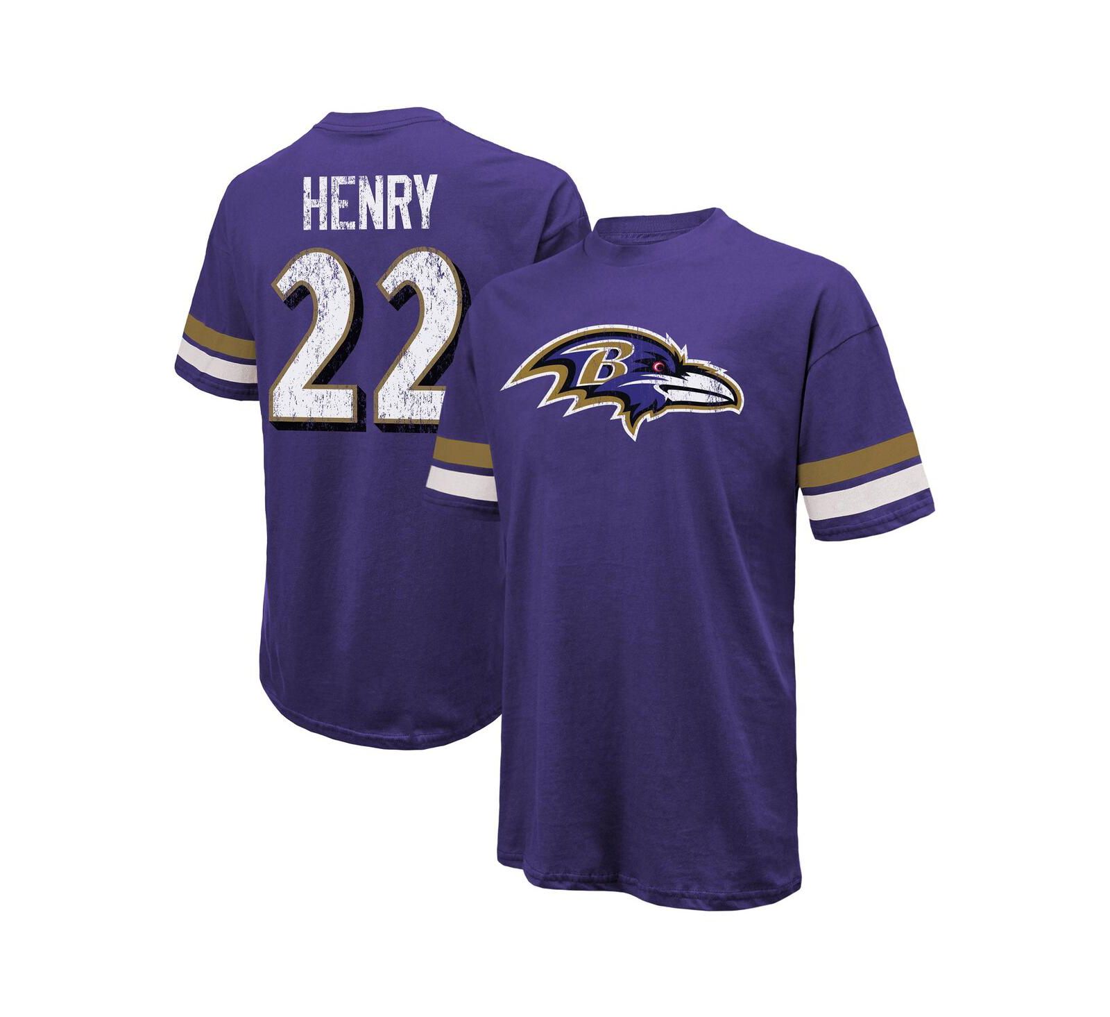 Majestic Men's Derrick Henry Purple Baltimore Ravens Name & Number Oversized T-Shirt