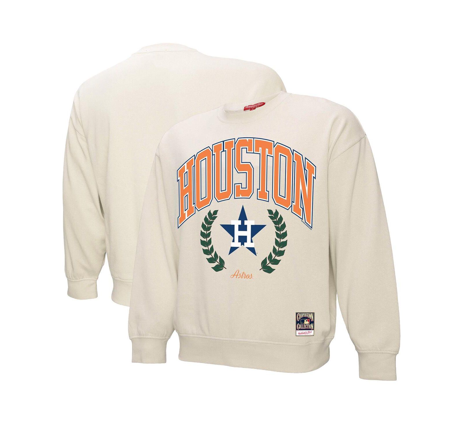 Женское свитшот-пуловер Mitchell & Ness Houston Astros Cooperstown Collection Laurel Crew, кремовое