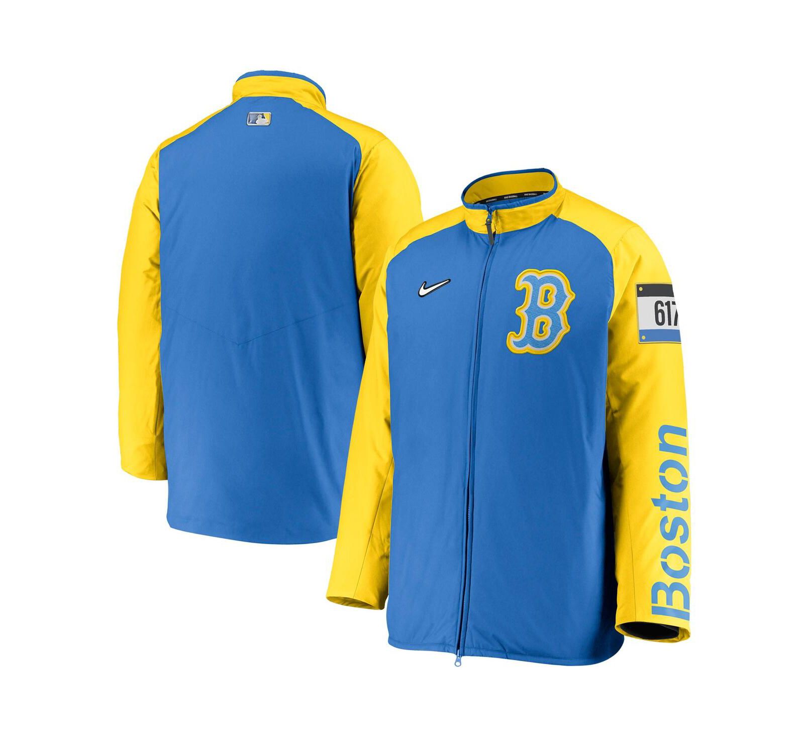 Nike Men's Light Blue Boston Red Sox City Connect Baseball Dugout Full-Zip Jacket