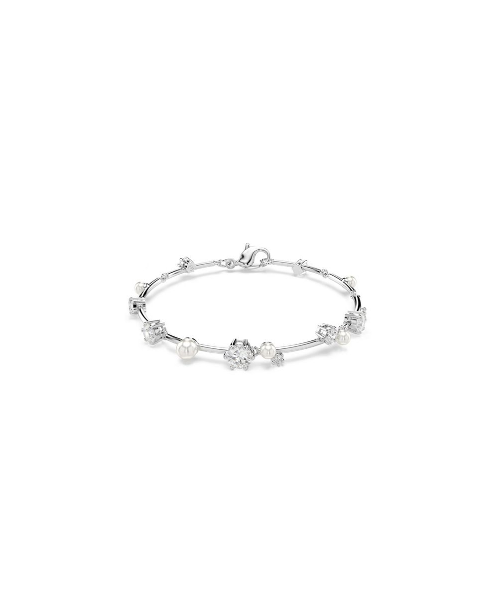 Браслет-теннис с круглыми кристаллами Swarovski, позолоченный родием