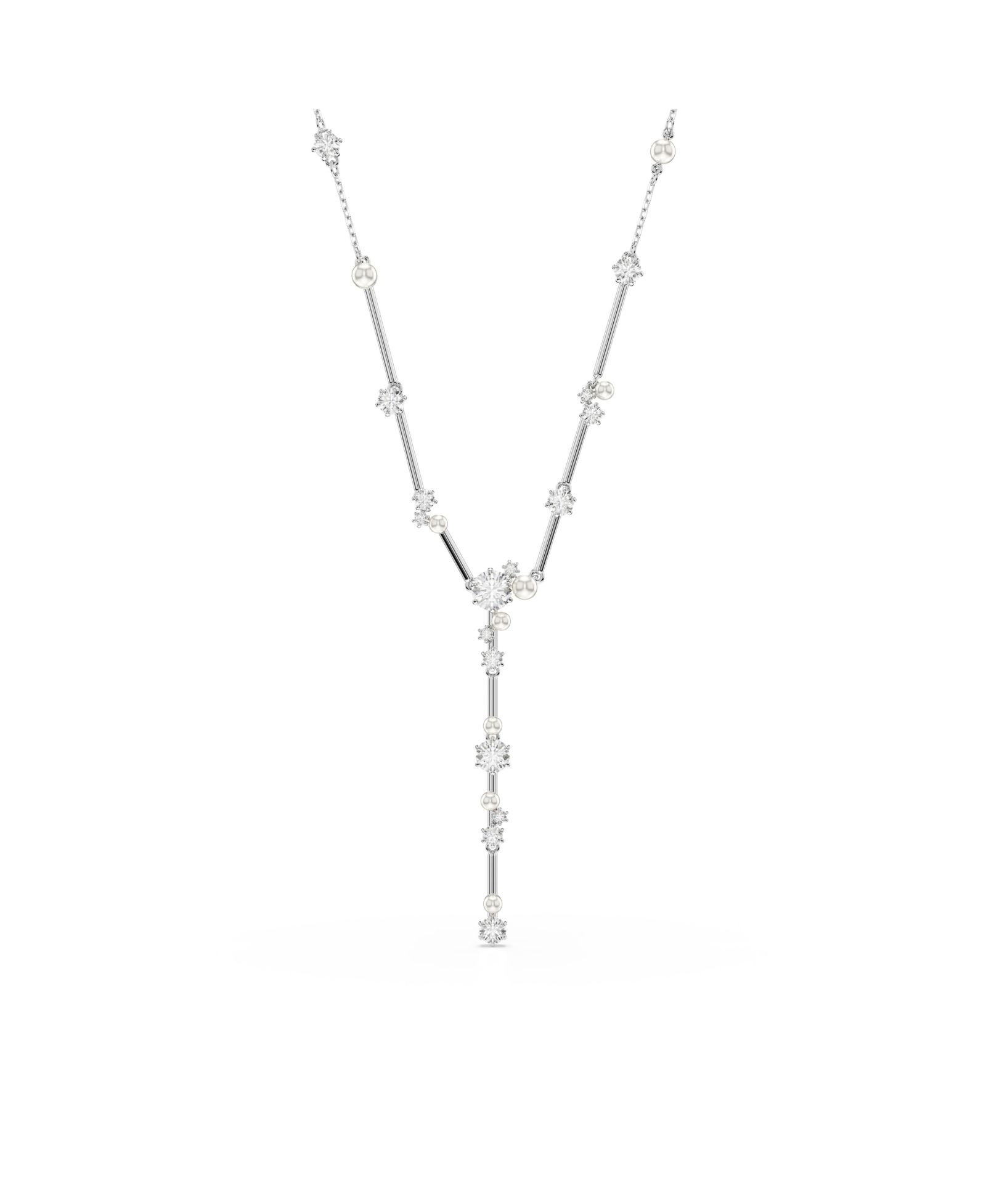 Swarovski Constella Round Cuts White Rhodium Plated Y Necklace