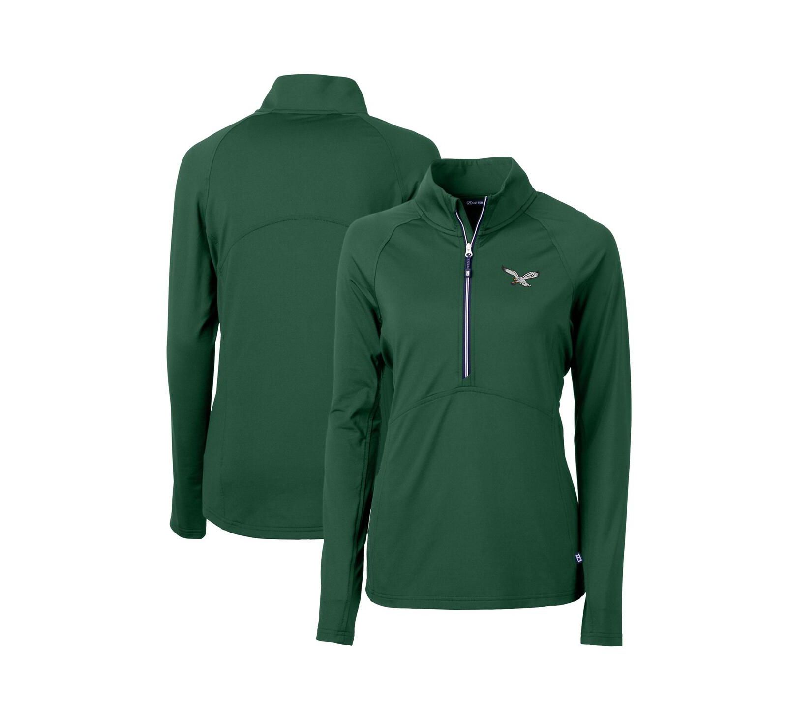 Женский топ Cutter & Buck Philadelphia Eagles Gridiron Classics Logo Adapt Eco Knit Stretch Half-Zip Pullover