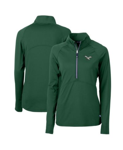 Cutter & Buck Women's Green Philadelphia Eagles Gridiron Classics Logo Adapt Eco Knit Stretch Half-Zip Pullover Top