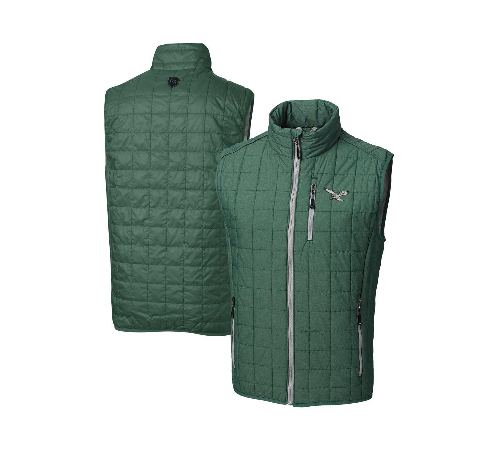 Cutter & Buck Men's Hunter Green Philadelphia Eagles Rainier PrimaLoft Eco Full-Zip Puffer Vest