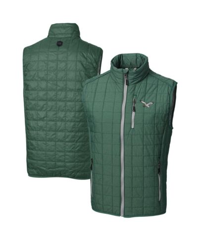 Cutter & Buck Мужской жилет-пуффер Rainier PrimaLoft Eco, темно-зеленый, Philadelphia Eagles
