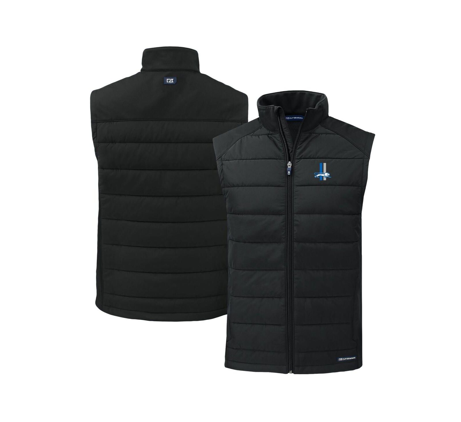 Cutter & Buck Men's Black Detroit Lions Throwback Evoke Hybrid Eco Softshell Full-Zip Vest