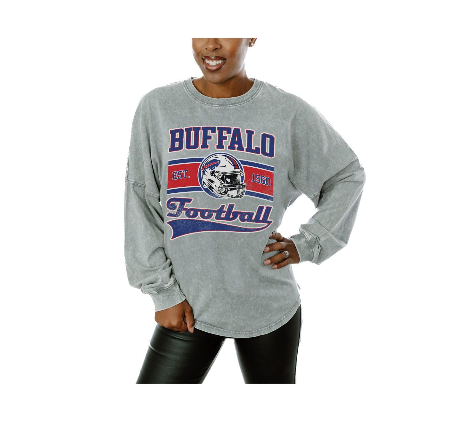 Женская футболка Gameday Couture Buffalo Bills Snow Wash Oversized Long Sleeve Gray