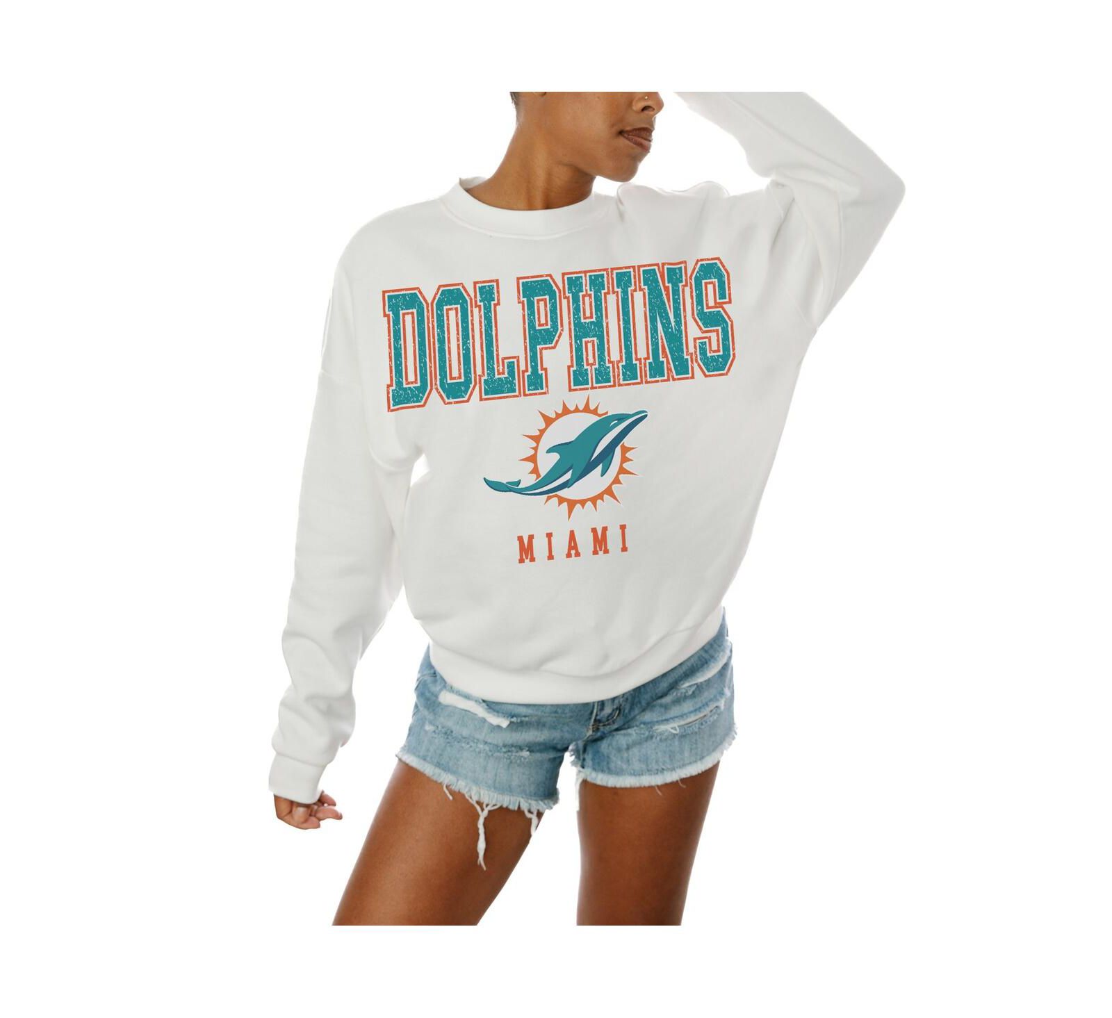 Женская безразмерная толстовка Gameday Couture White Miami Dolphins Sunday Drives Oversized Crewneck Pullover