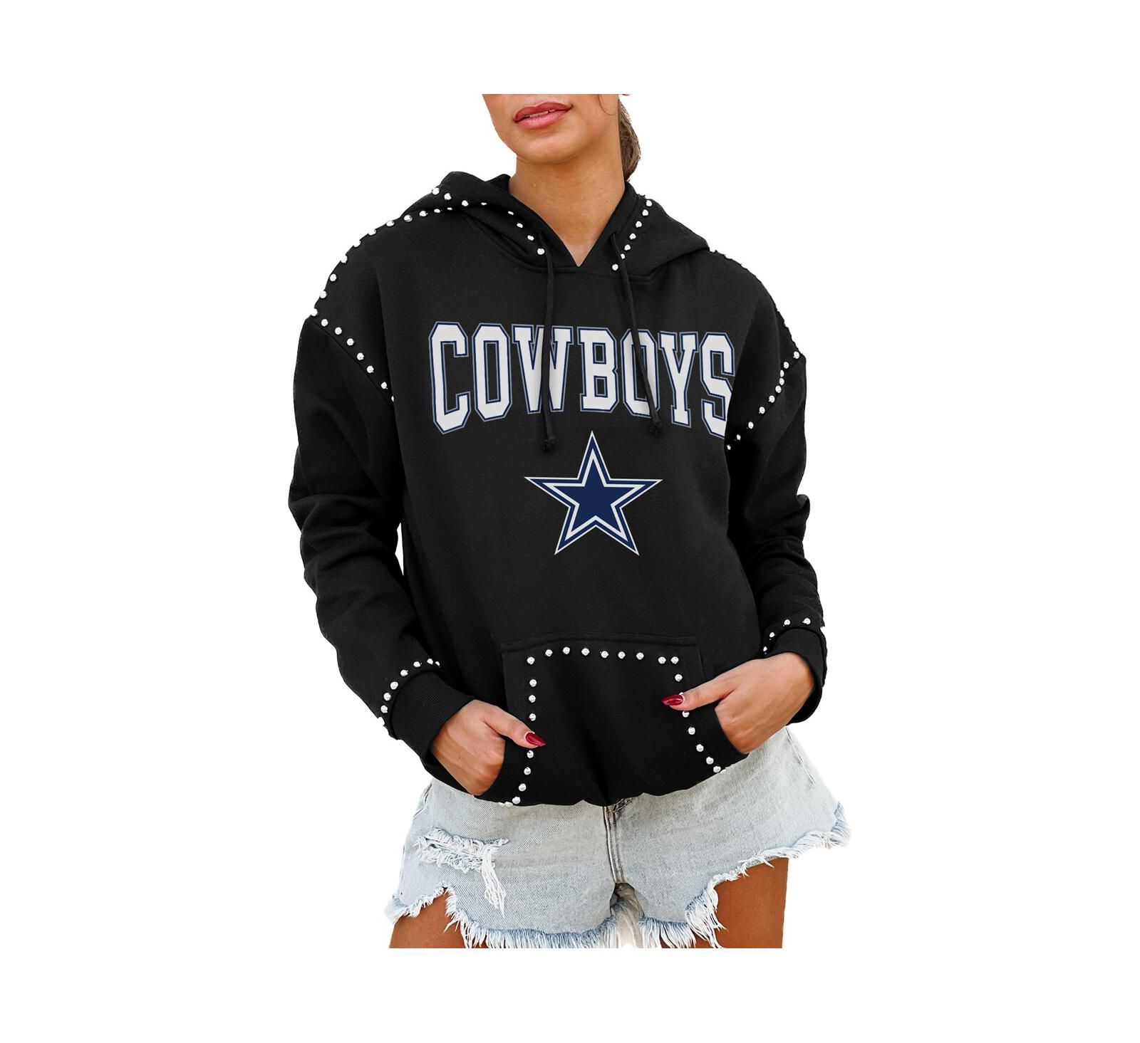 Gameday Couture Women's Black Dallas Cowboys Catch the Vibe Studded Pullover Hoodie