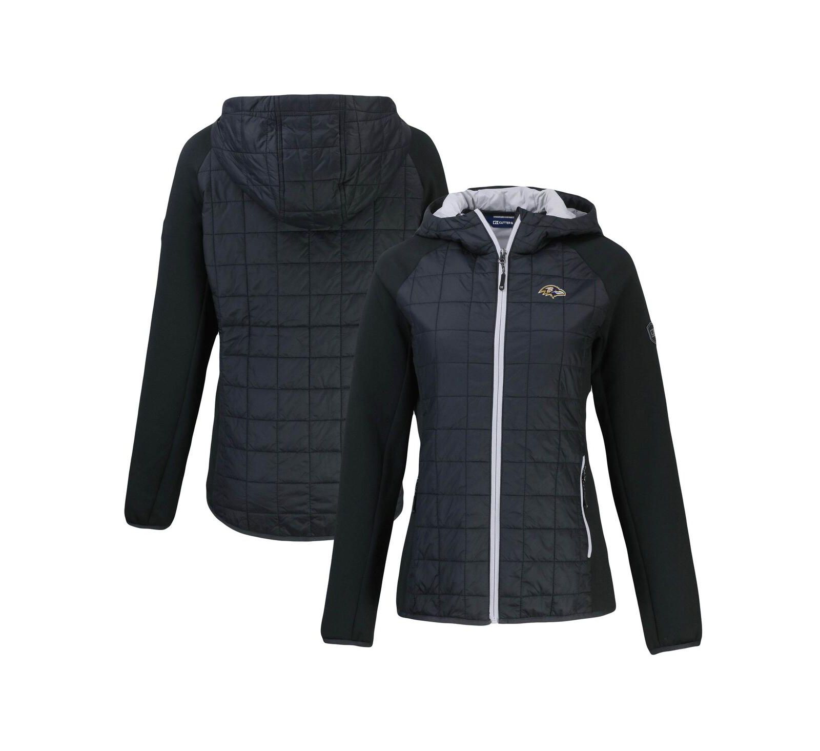 Cutter & Buck Women's Black Baltimore Ravens Rainier PrimaLoft Eco Full-Zip Hybrid Jacket