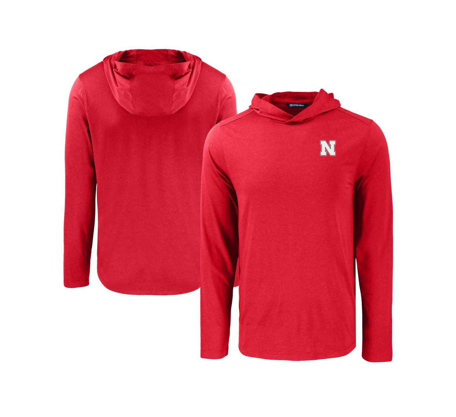 Cutter & Buck Men's Scarlet Nebraska Huskers Coastline Epic Comfort Eco Long Sleeve Hoodie T-Shirt