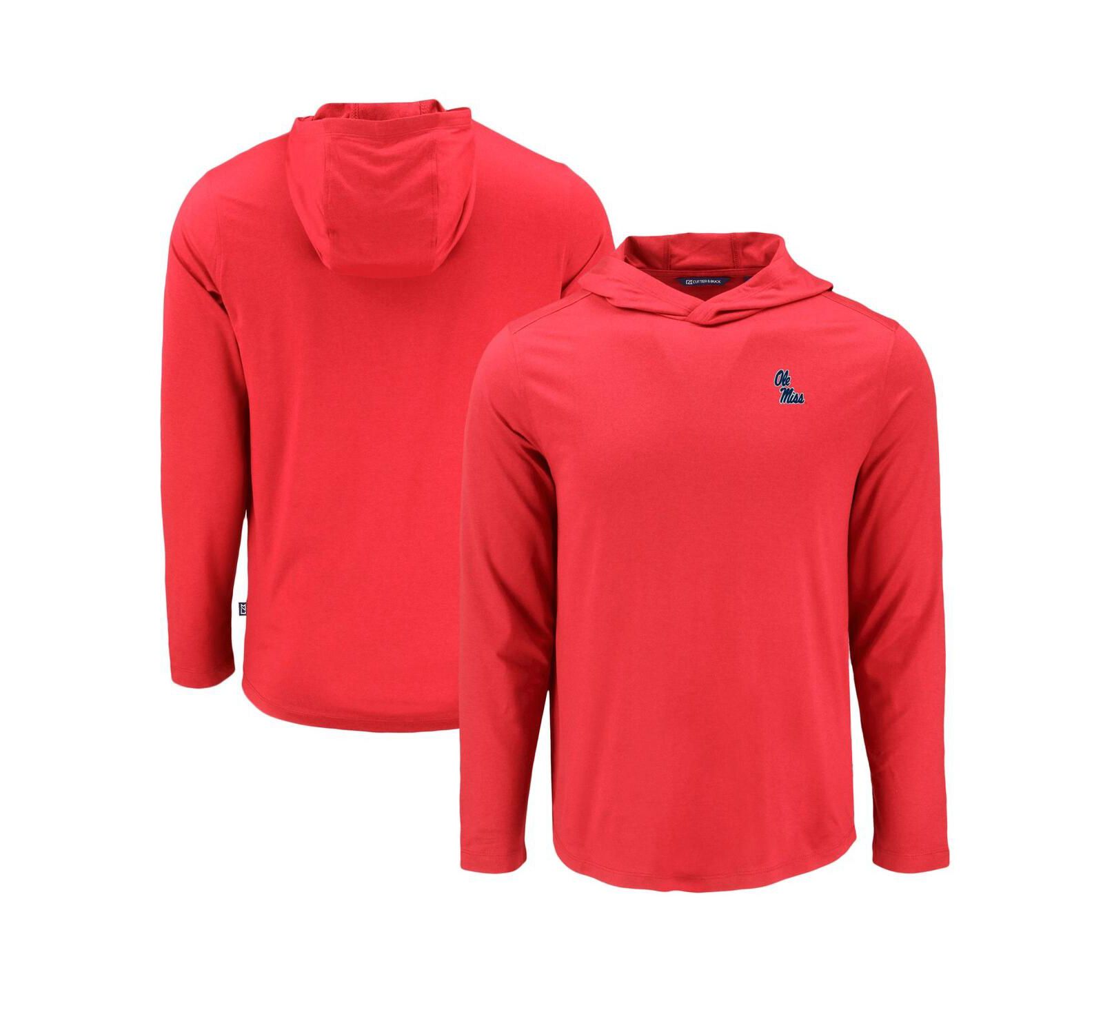 Cutter & Buck Men's Red Ole Miss Rebels Coastline Epic Comfort Eco Long Sleeve Hoodie T-Shirt