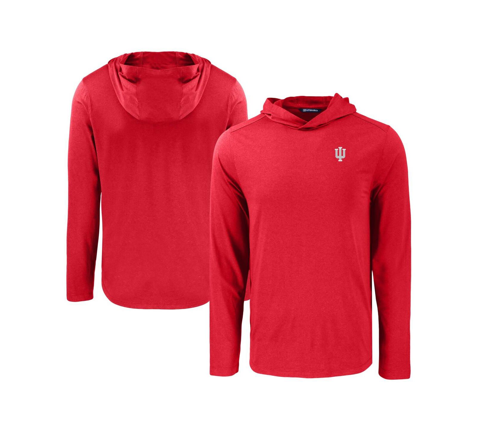 Cutter & Buck Men's Crimson Indiana Hoosiers Coastline Epic Comfort Eco Long Sleeve Hoodie T-Shirt
