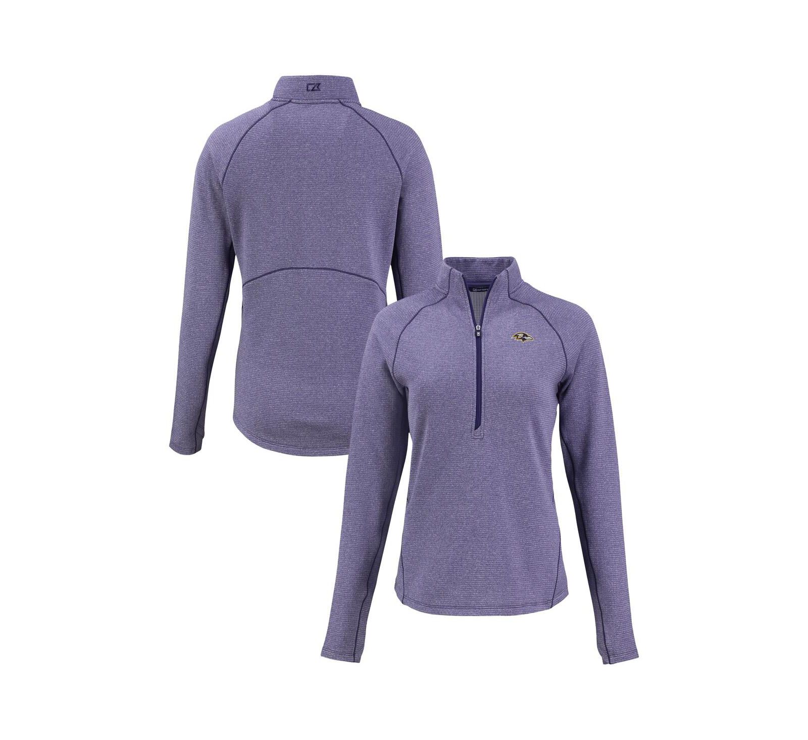 Женская куртка Cutter & Buck Heather Purple Baltimore Ravens Peshastin Eco Fleece Tri-Blend Raglan Half-Zip