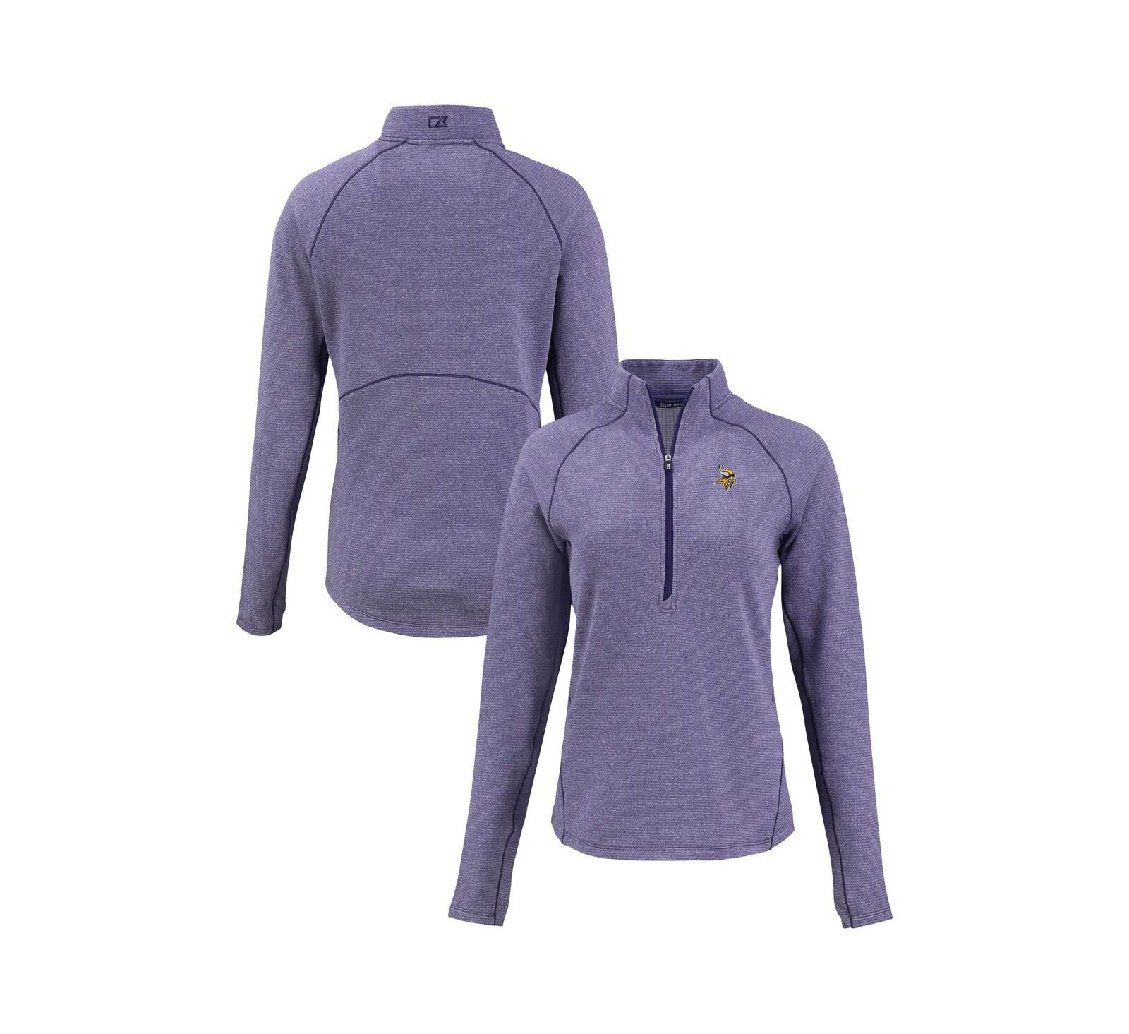 Женская куртка Cutter & Buck Heather Purple Minnesota Vikings Peshastin Eco Fleece Tri-Blend Raglan Half-Zip