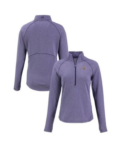 Cutter & Buck Women's Heather Purple Minnesota Vikings Peshastin Eco Fleece Tri-Blend Raglan Half-Zip Jacket