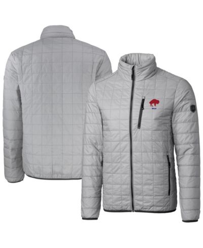 Мужская куртка Cutter & Buck Rainier PrimaLoft Eco Insulated Full-Zip Puffer серого цвета