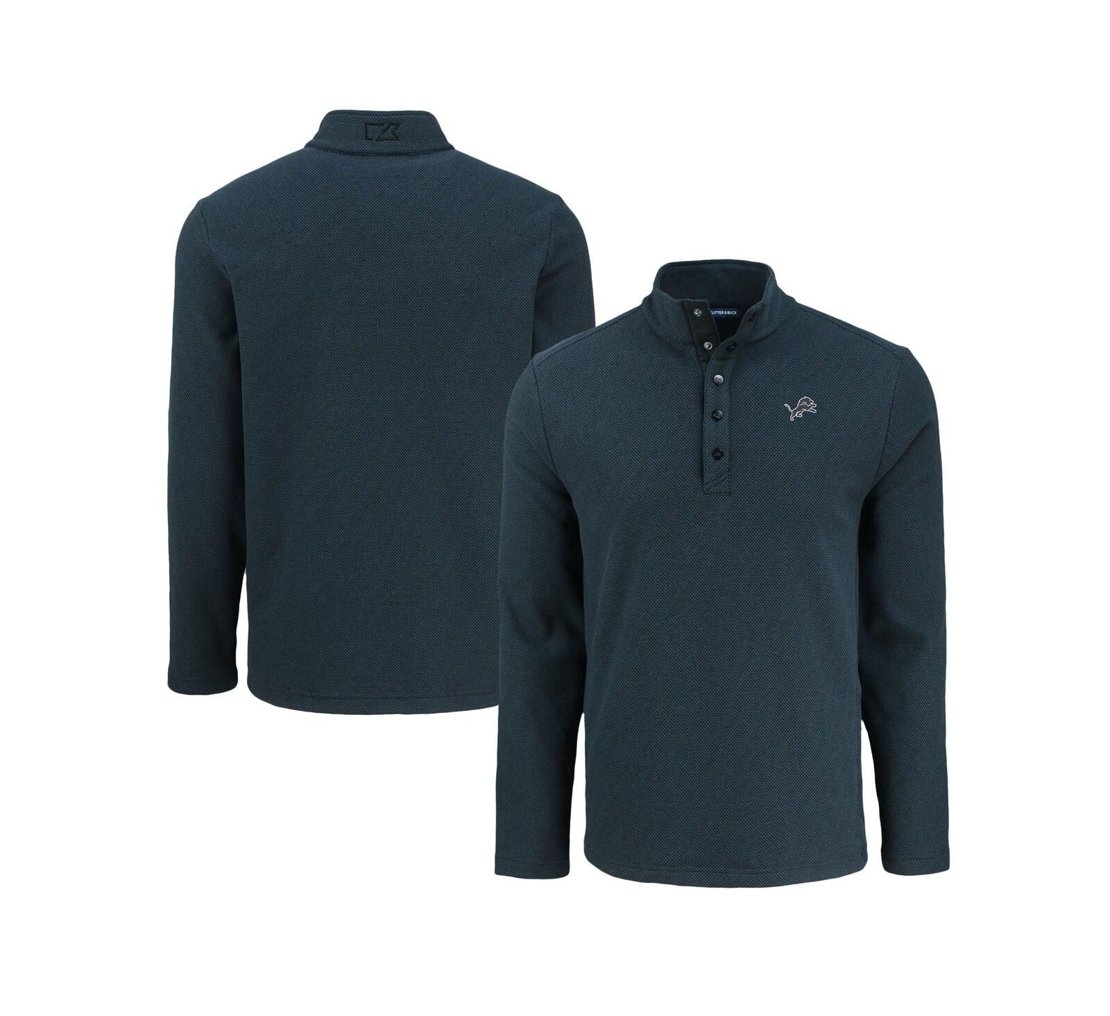 Мужская флисовая толстовка Cutter & Buck Black Detroit Lions Hunts Point Eco Textured