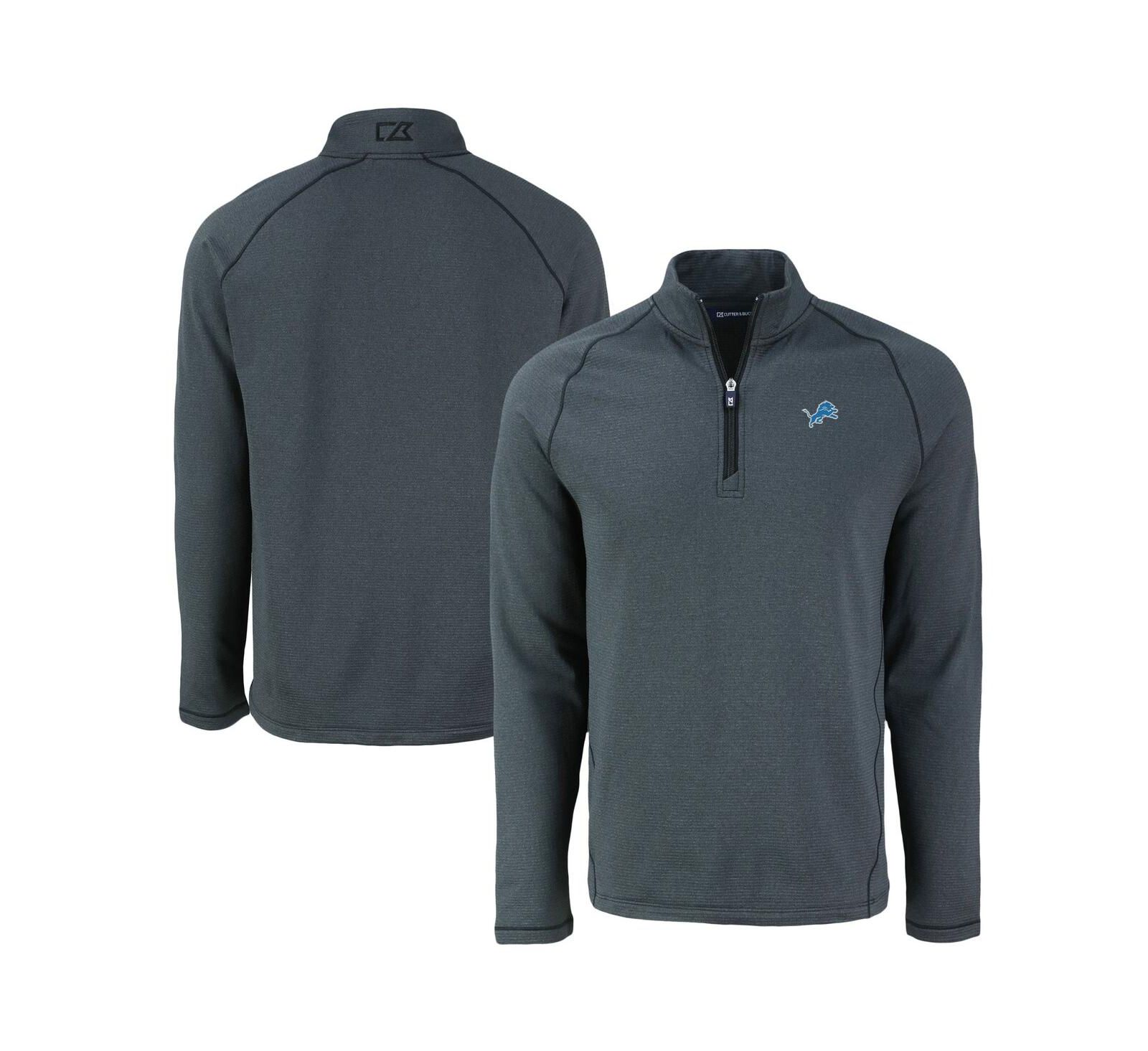 Cutter & Buck Мужская куртка raglan на молнии Detroit Lions Heather Black