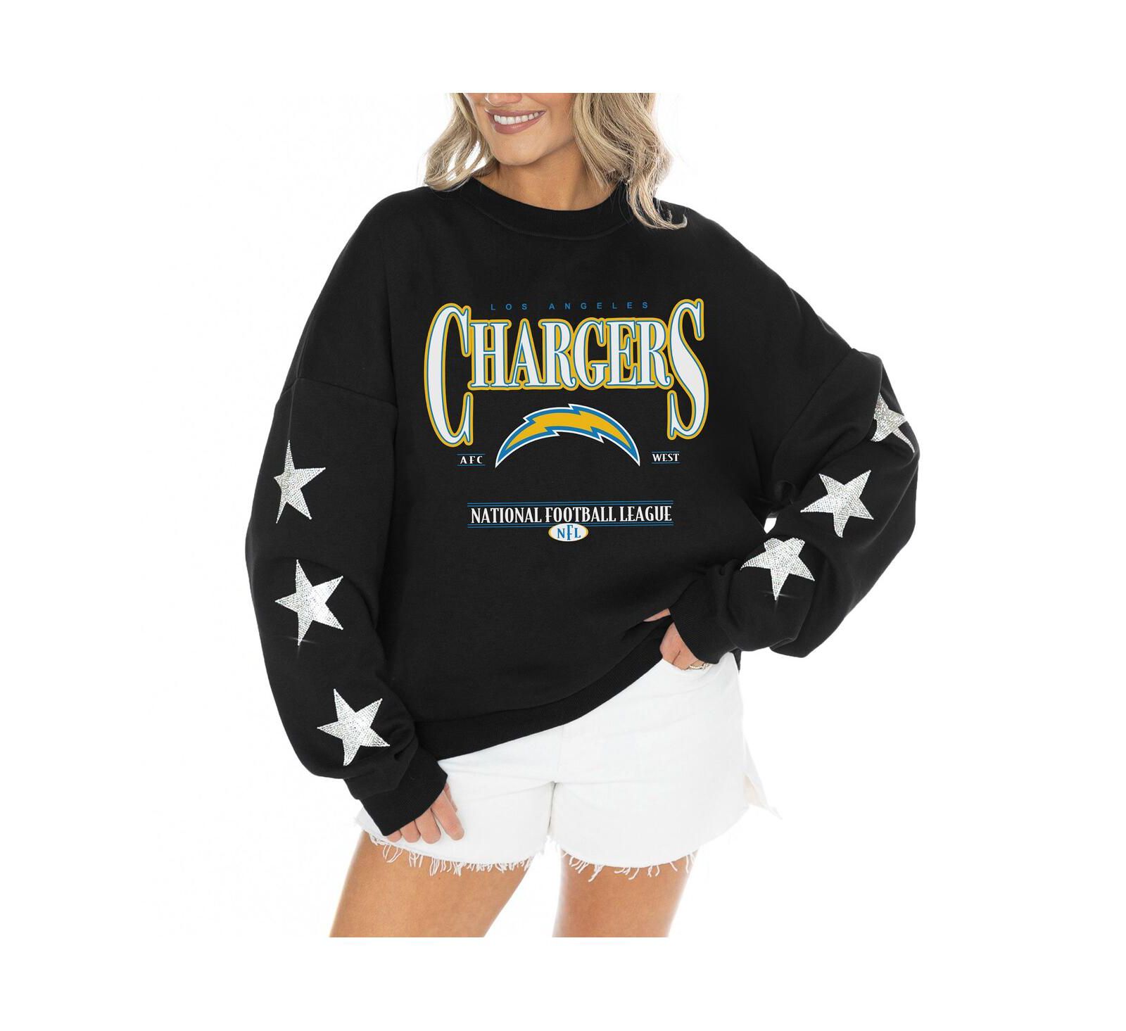 Gameday Couture Женская толстовка Los Angeles Chargers Rhinestone Star Sleeve Tri-Blend Pullover