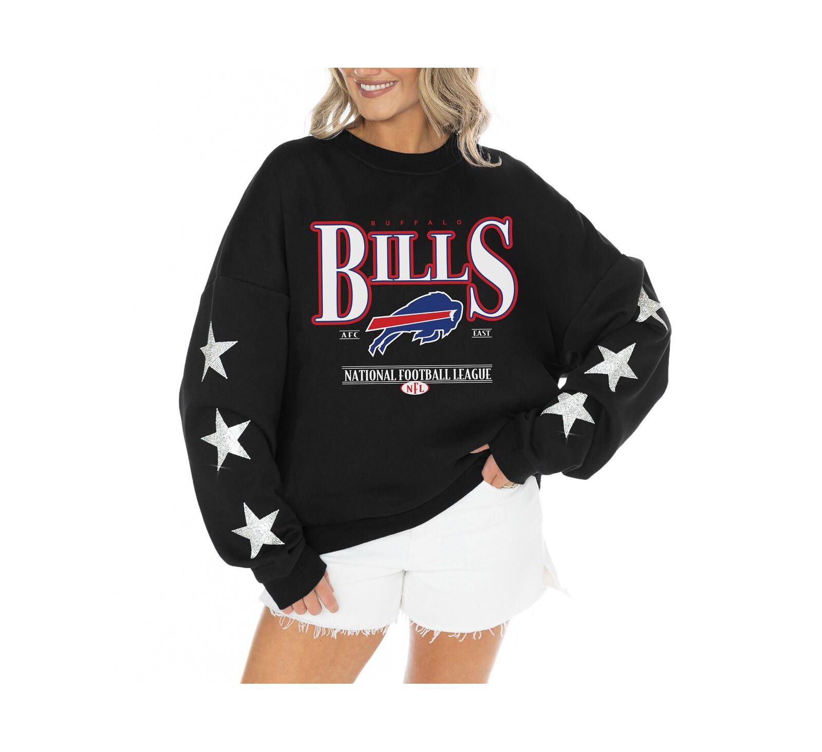 Gameday Couture Women's Black Buffalo Bills Rhinestone Star Sleeve Settle the Score Tri-Blend Pullover