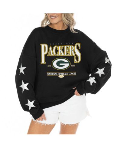 Женское худи Gameday Couture Black Green Bay Packers Rhinestone Star Sleeve Settle the Score Tri-Blend