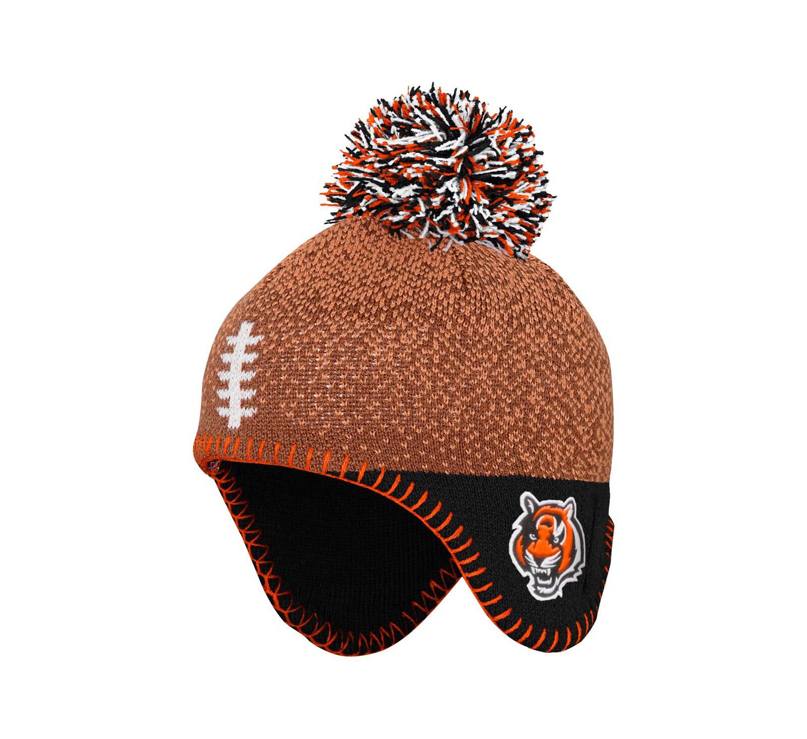 Вязаная шапка с помпоном Outerstuff Preschool Brown Cincinnati Bengals Football Head