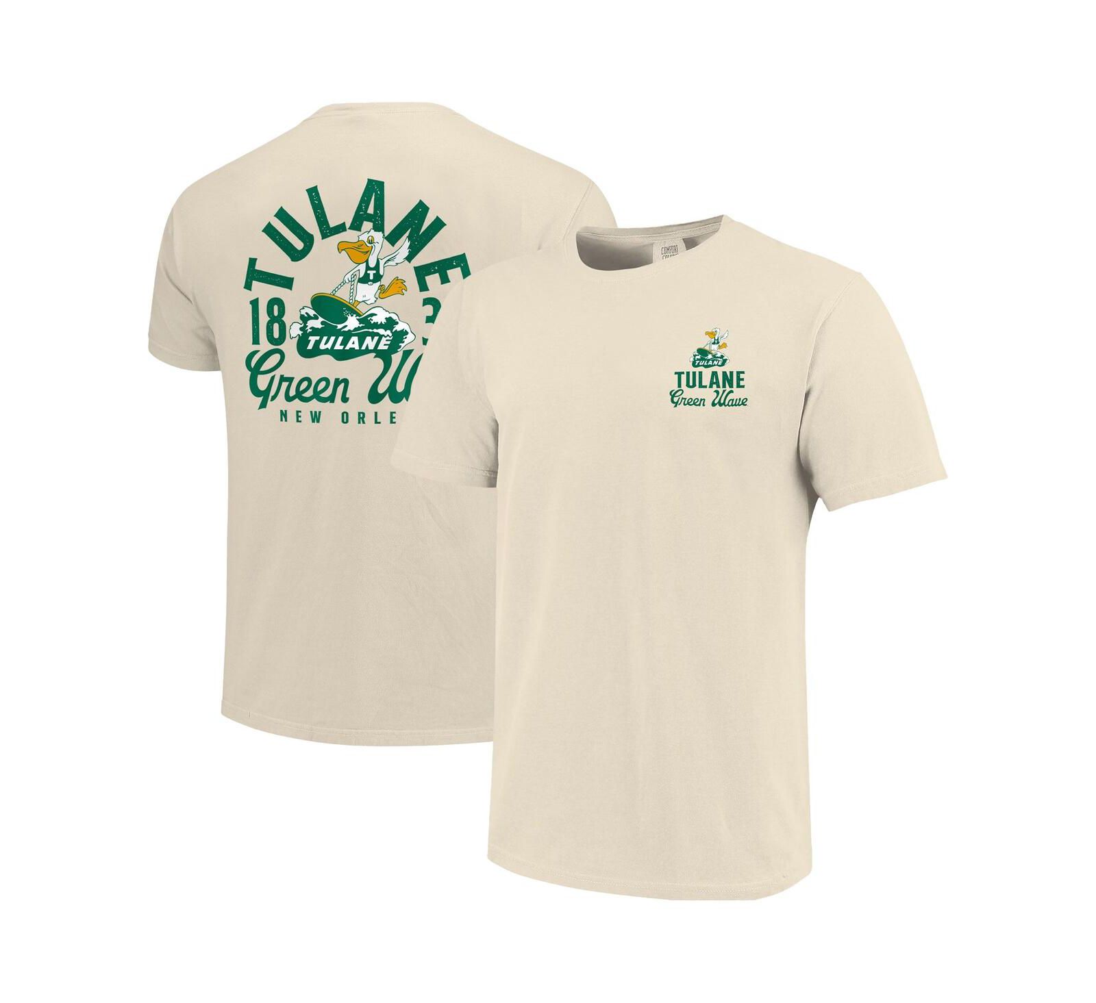 Image One Мужская футболка Tulane Green Wave Comfort Colors Mascot Overlay Cream
