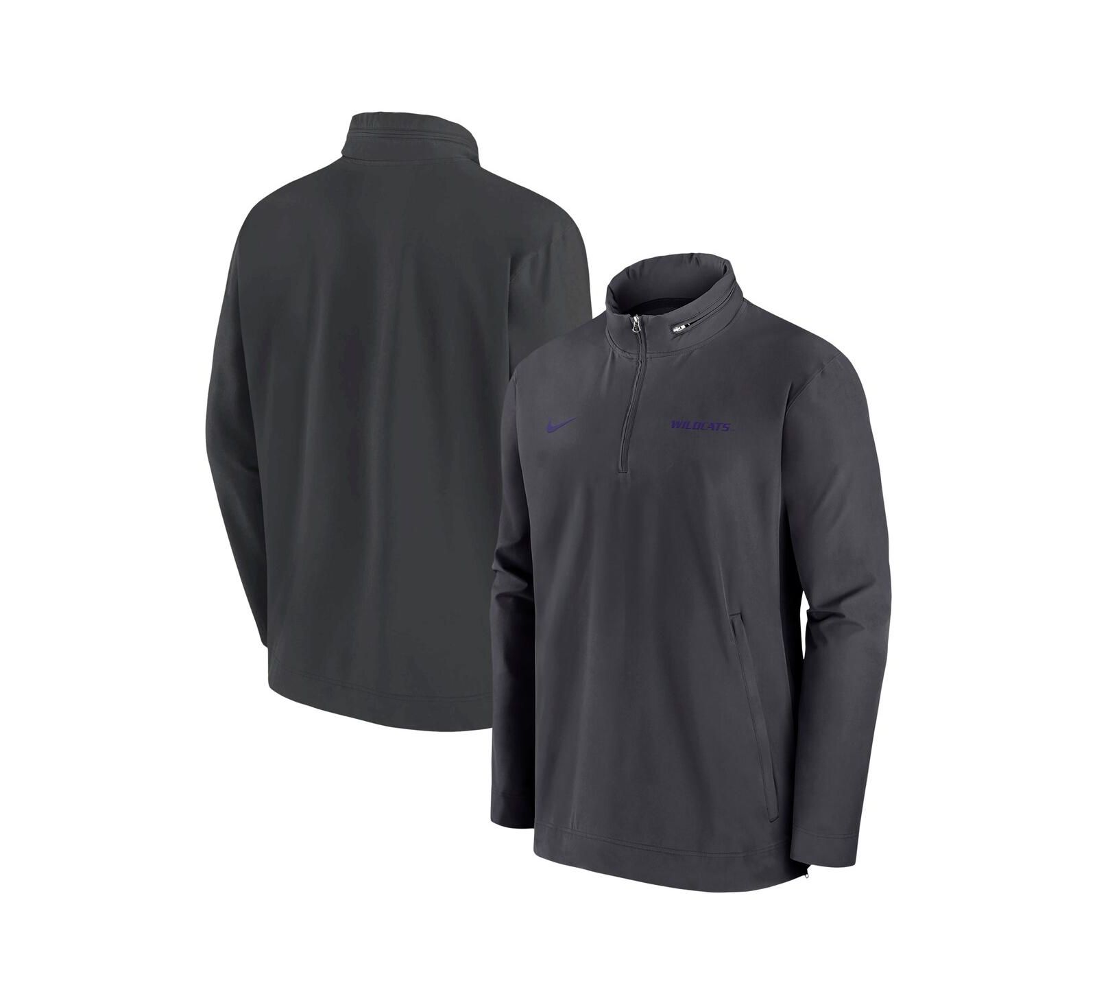 Nike Men's Anthracite Kansas State Wildcats 2024 Sideline Coach Quarter-Zip Hoodie Jacket