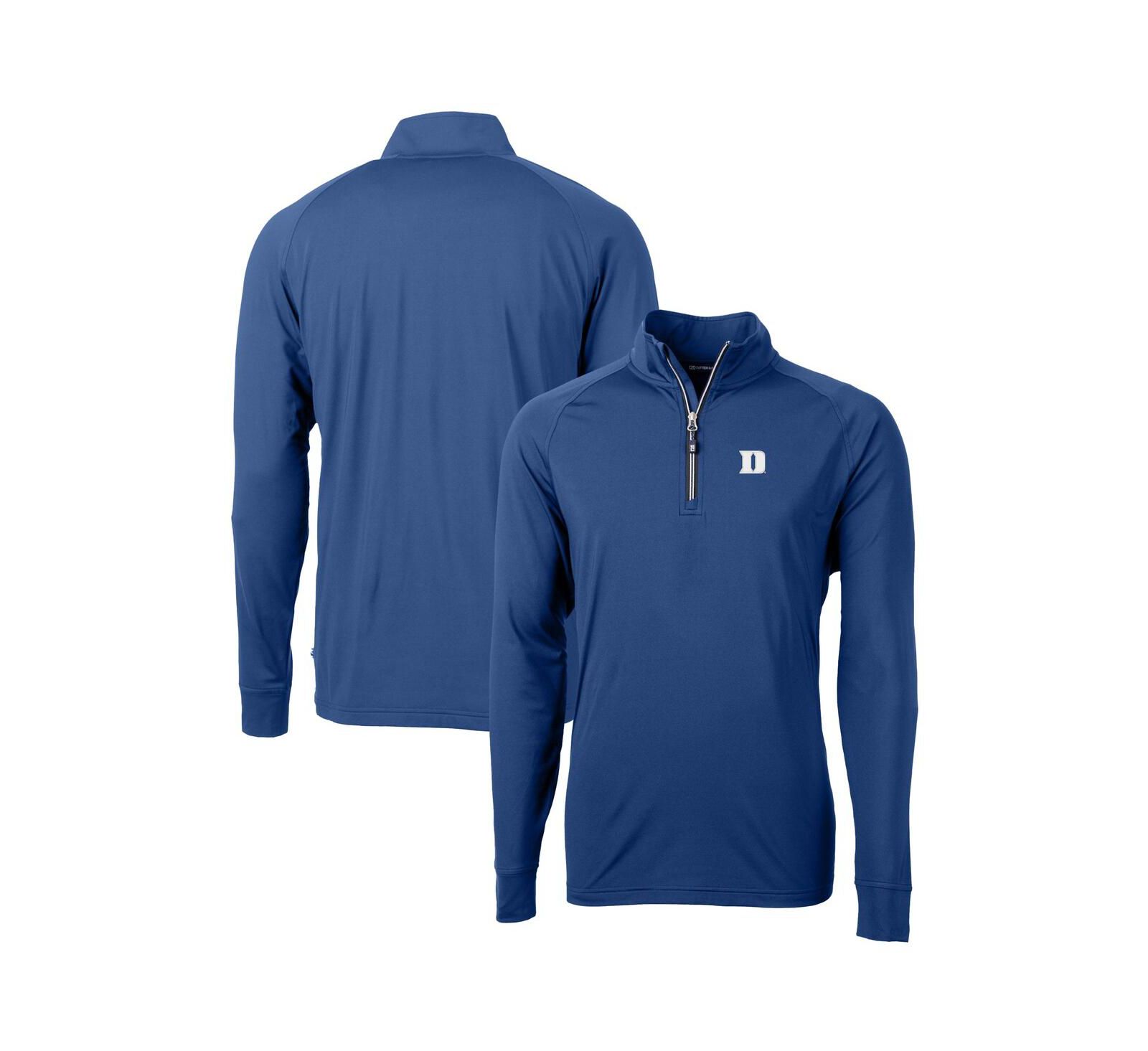 Cutter & Buck Men's Royal Duke Blue Devils Adapt Knit Stretch Raglan DryTec Quarter-Zip Top