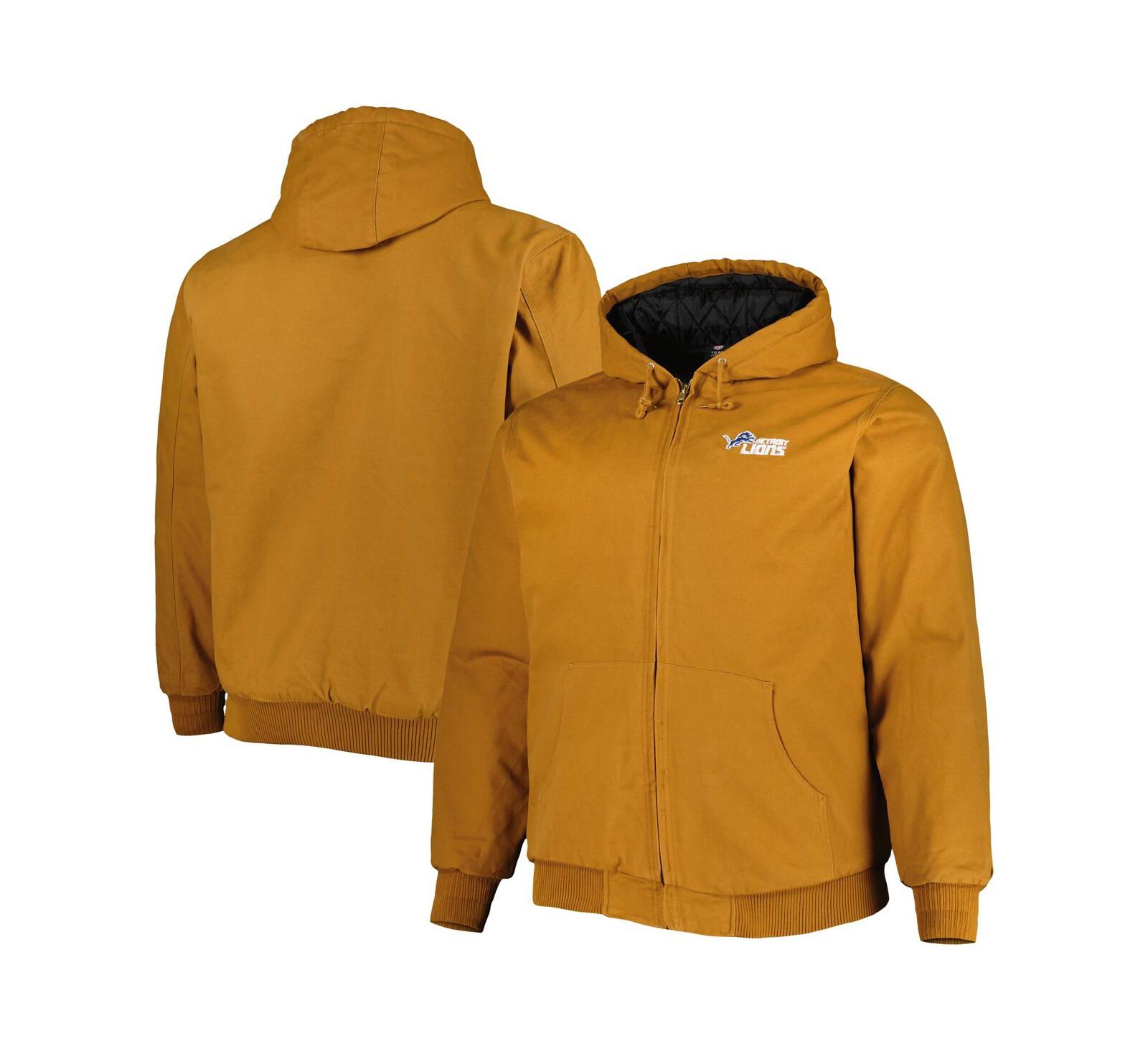 Мужская куртка-толстовка Dunbrooke Men's Tan Detroit Lions Big & Tall Dakota Canvas Full-Zip